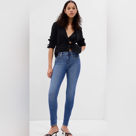 Gap High Rise True Skinny Jeans, 32 Tall, Medium Indigo - Picture 6 of 9